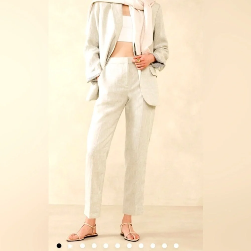 Banana republic women’s linen blend beige pants trousers size 0 petite NWT